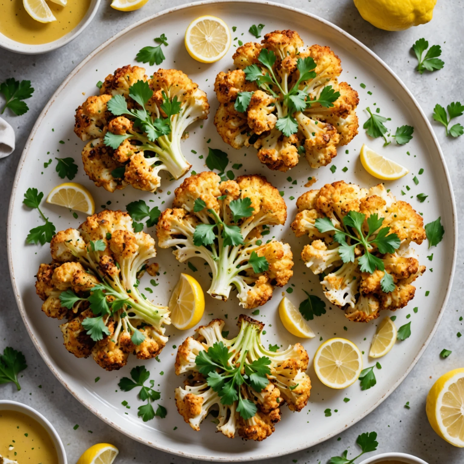 Gluten-Free Roasted Cauliflower Steaks with Lemon-Tahini Sauce