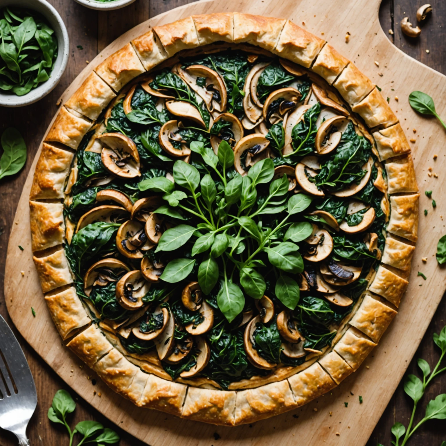Gluten-Free Savory Mushroom and Spinach Galette