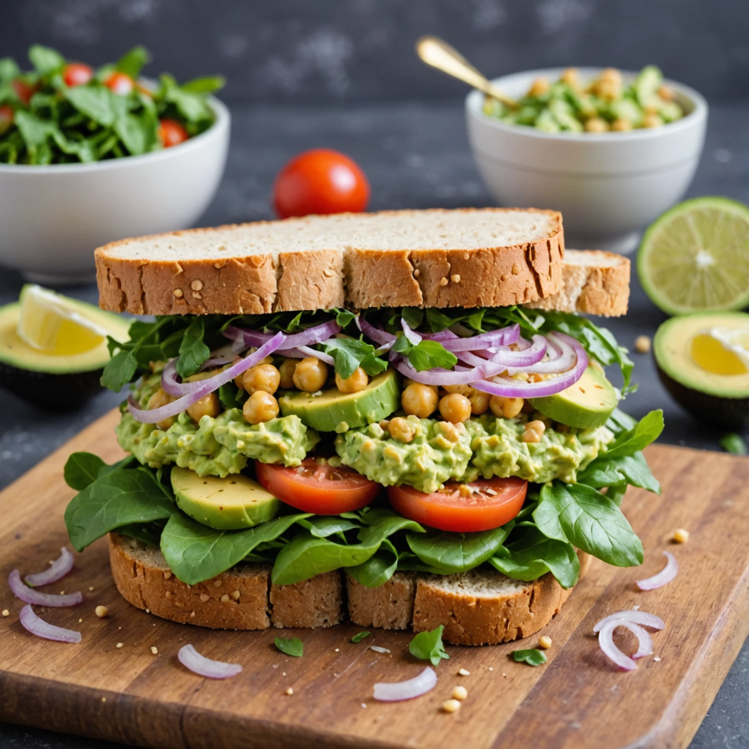 Gluten-Free Vegan Chickpea and Avocado Salad Sandwich