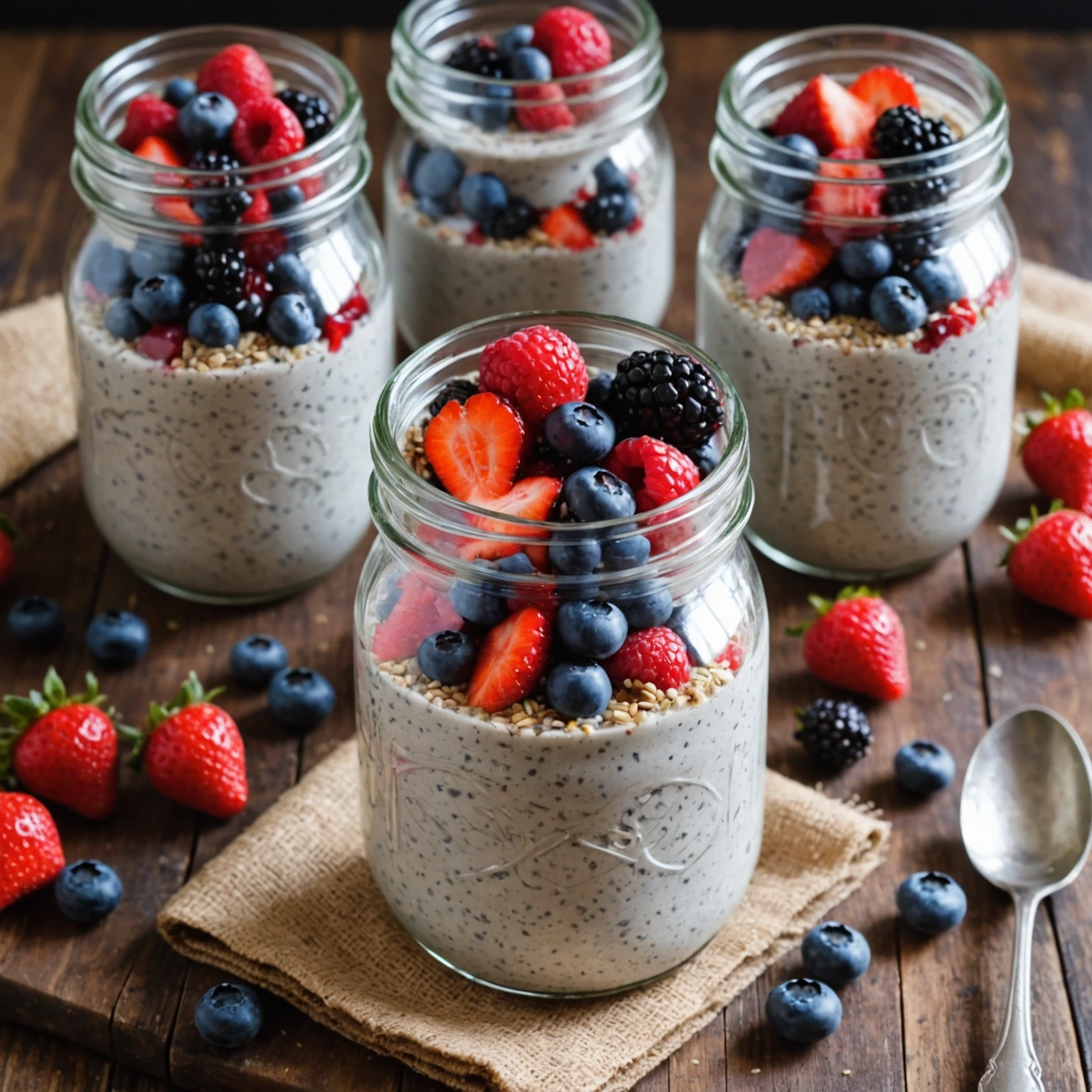 Gluten-Free Chia and Flax Seed Breakfast Pudding with Berries