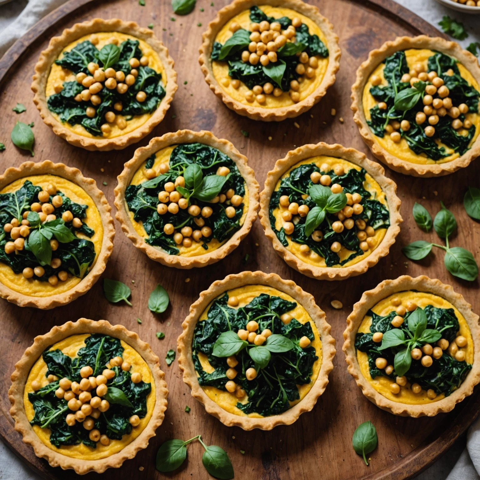Gluten-Free Savory Chickpea and Spinach Tarts with Cashew Cream