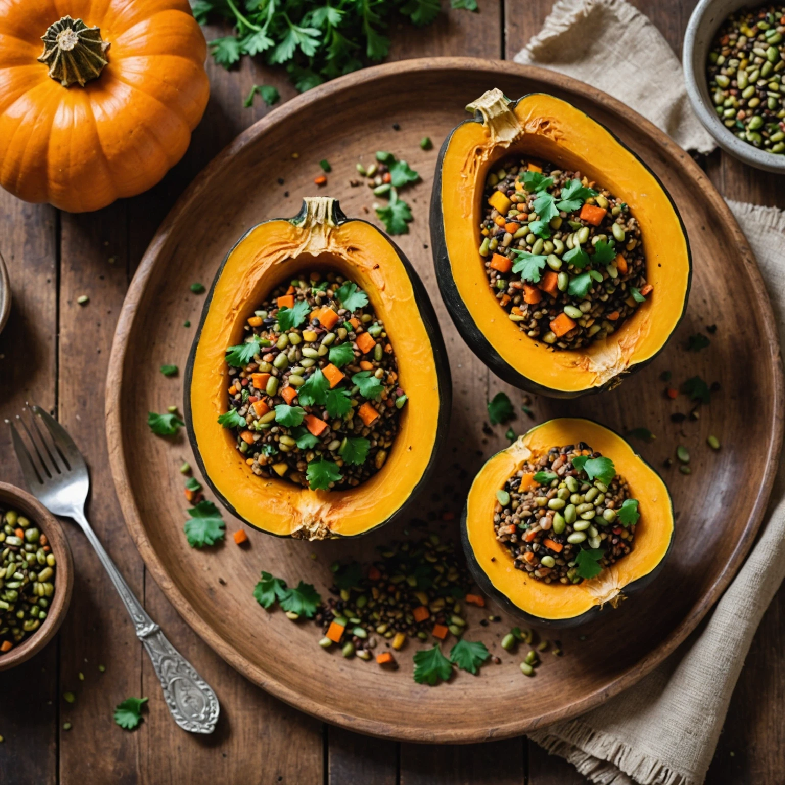Gluten-Free High-Protein Lentil and Quinoa Stuffed Acorn Squash