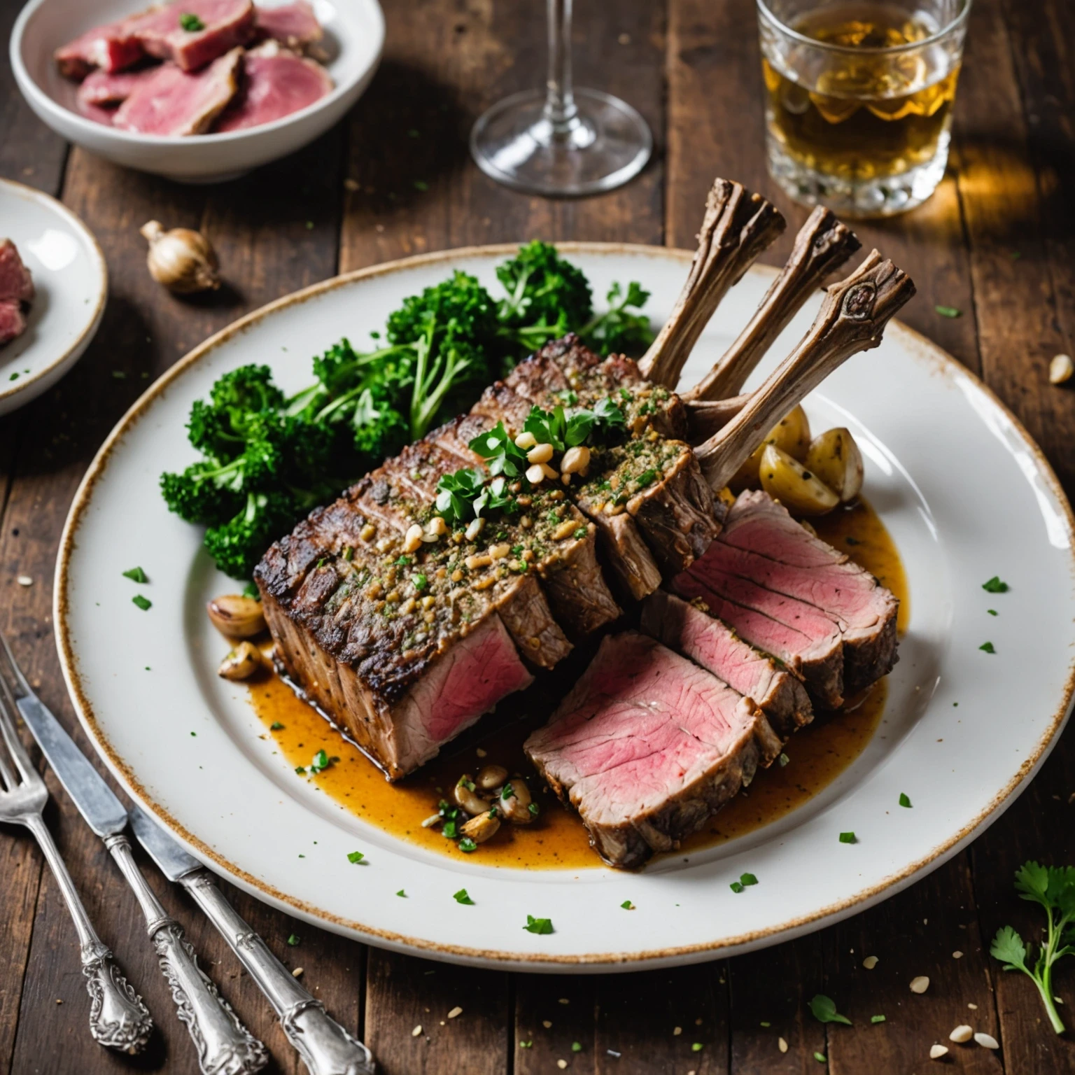 Gluten-Free Herb-Crusted Rack of Lamb with Roasted Garlic Sauce