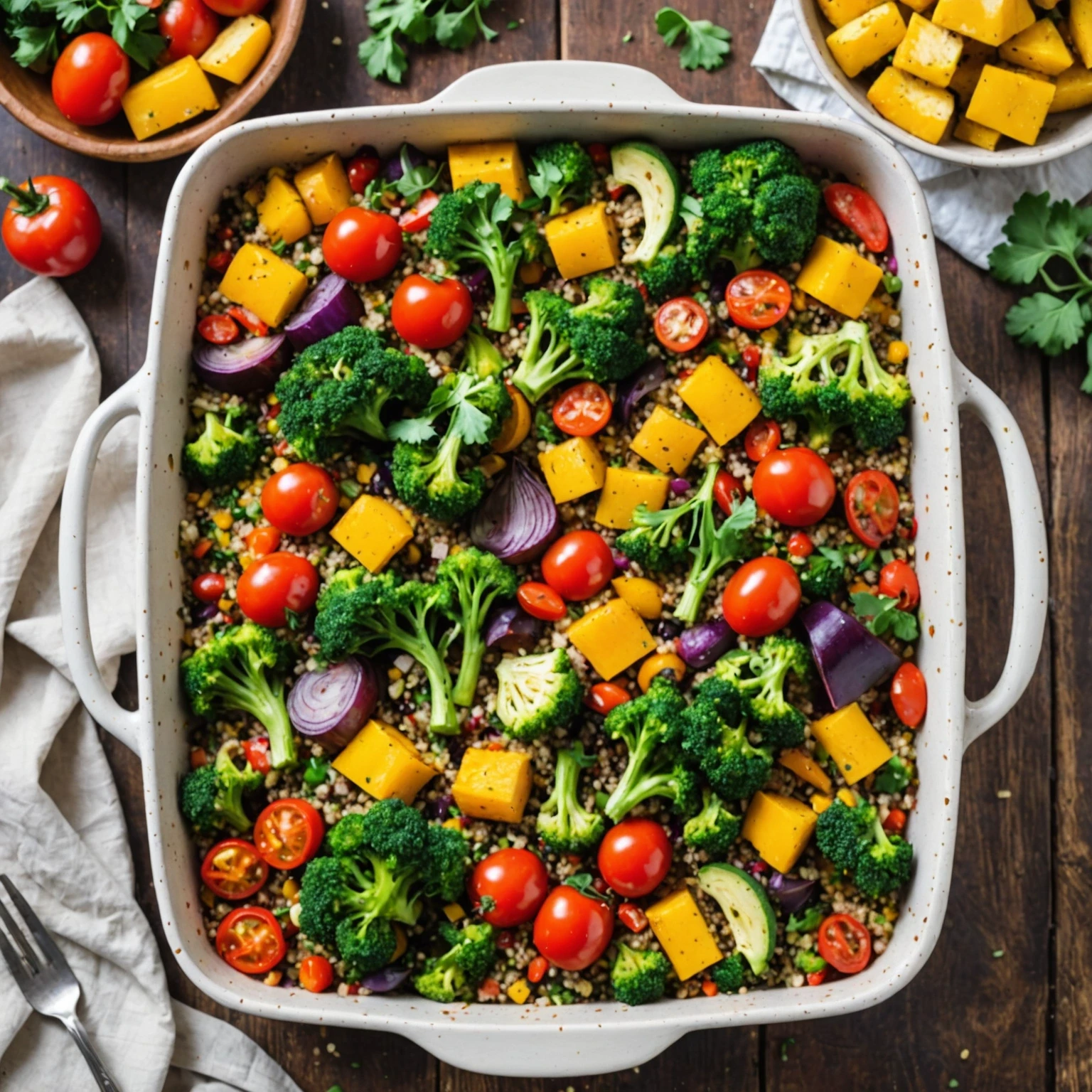 Gluten-Free Family-Style Quinoa and Roasted Vegetable Bake
