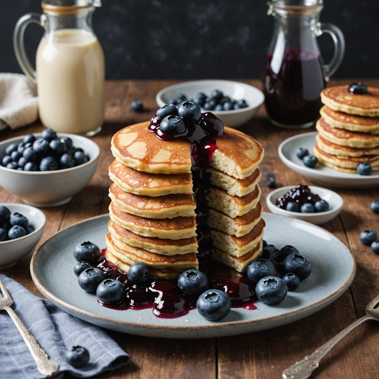 Gluten-Free Paleo Coconut Flour Pancakes with Blueberry Compote