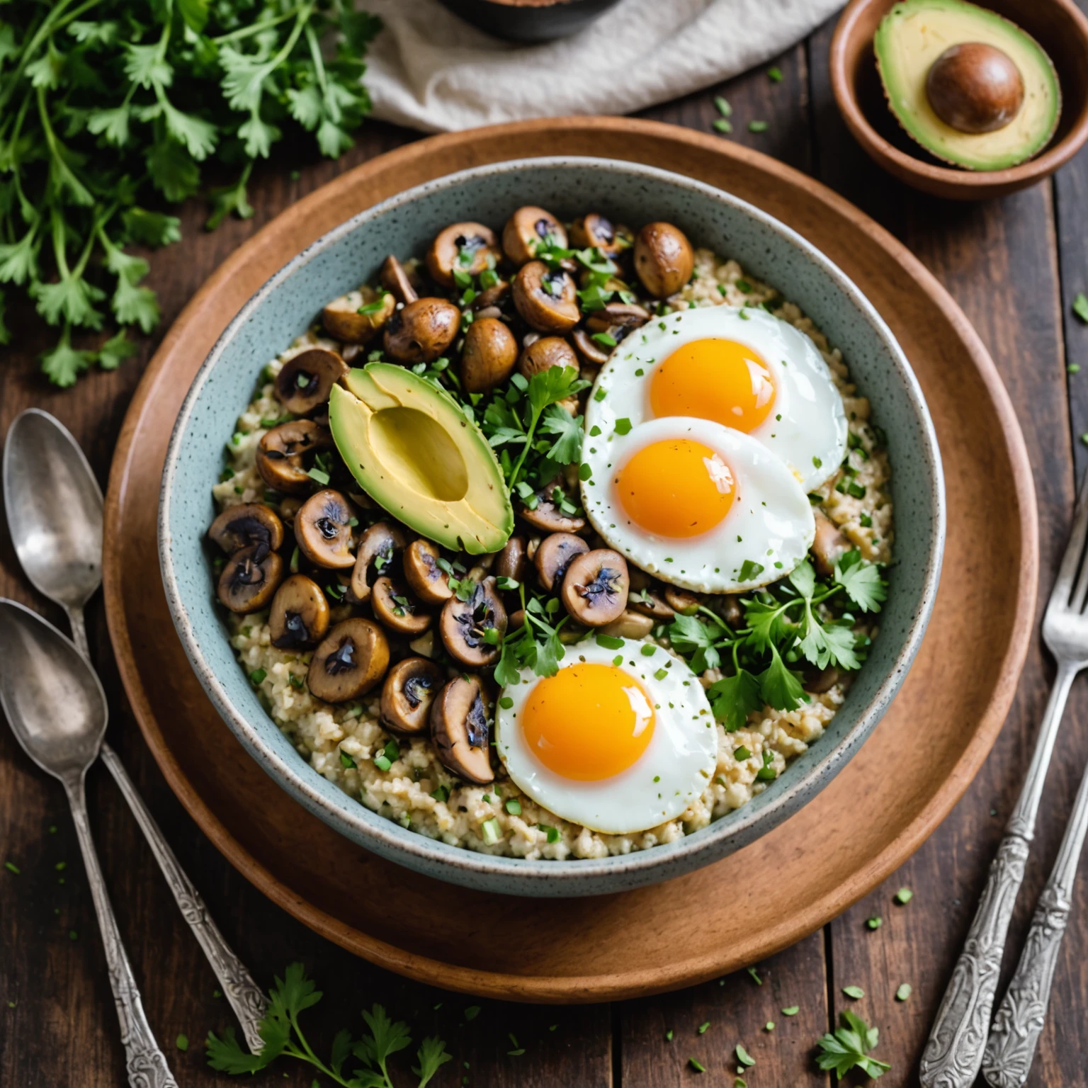 Gluten-Free Paleo Savory Breakfast Porridge with Mushrooms and Herbs
