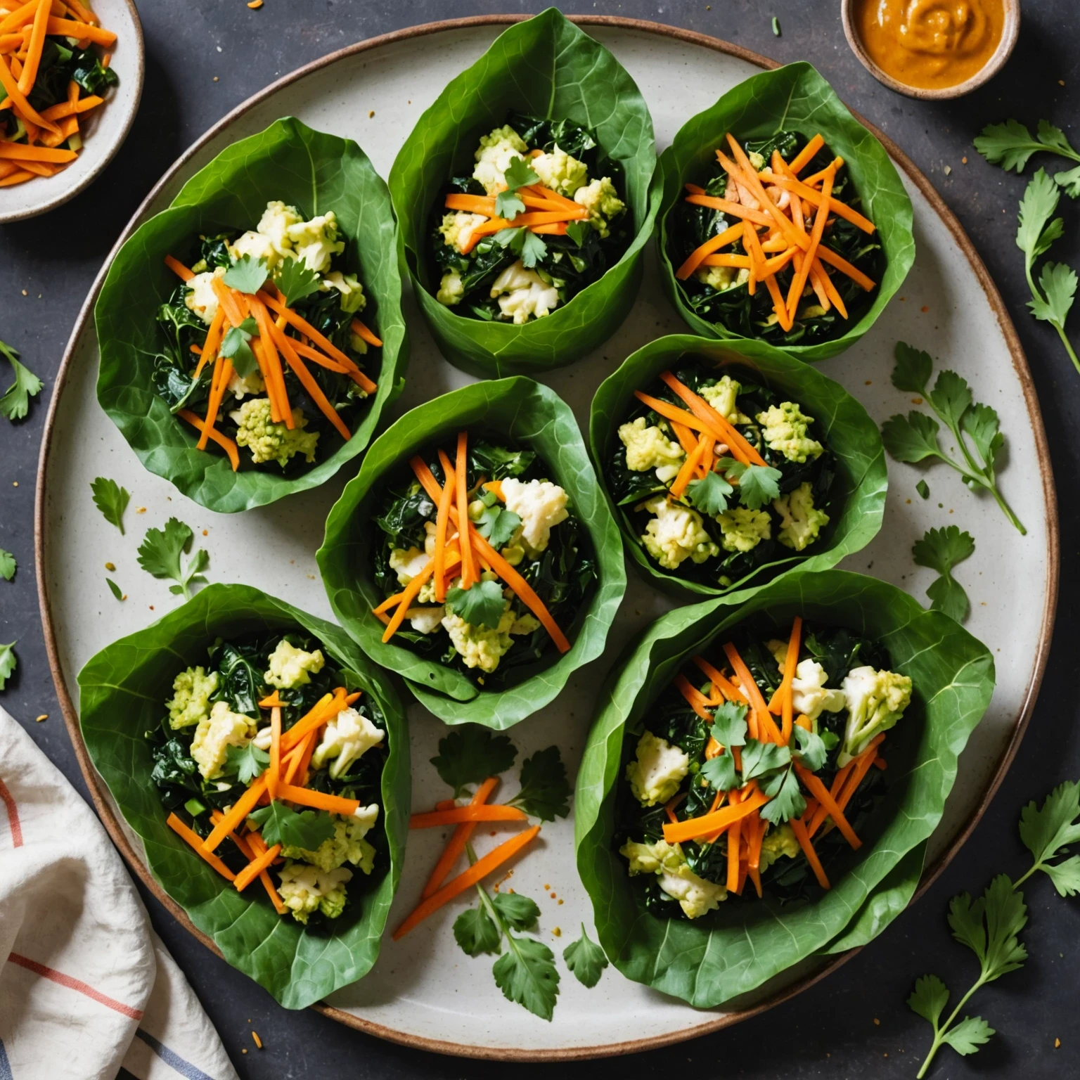 Gluten-Free Paleo Cauliflower and Collard Green Wraps