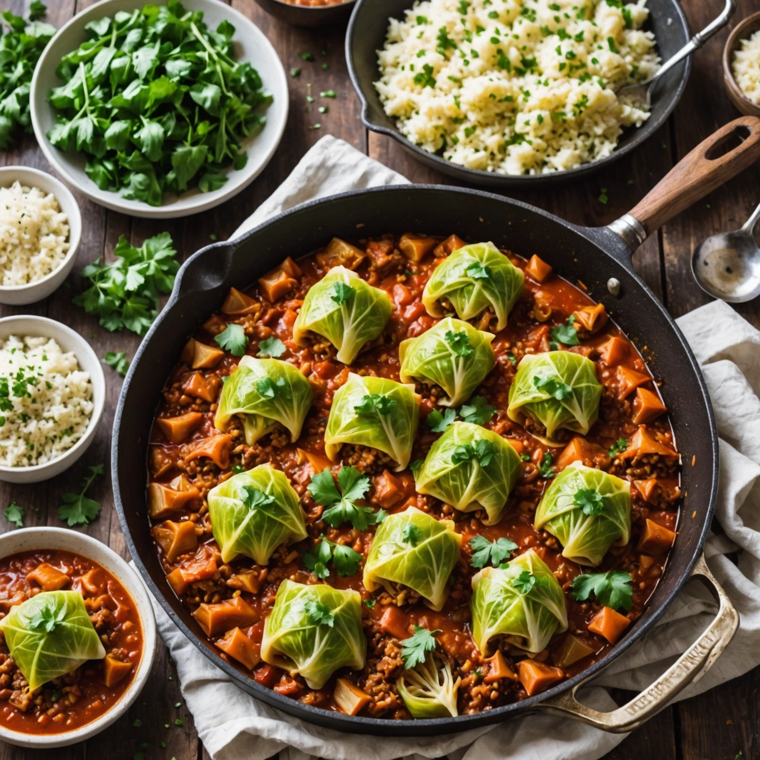 Gluten-Free Low-Carb Stuffed Cabbage Rolls with Cauliflower Rice