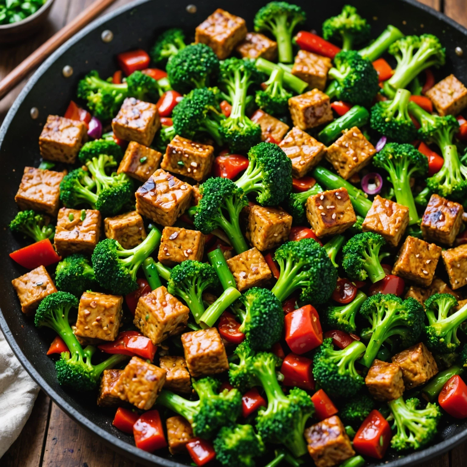 Gluten-Free High-Protein Vegan Tempeh and Broccoli Stir-Fry