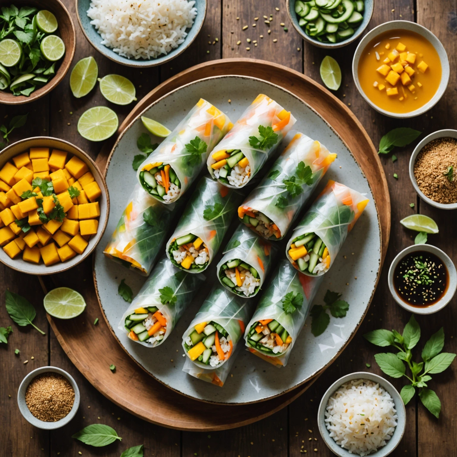 Gluten-Free Asian-Style Sticky Rice and Mango Spring Rolls