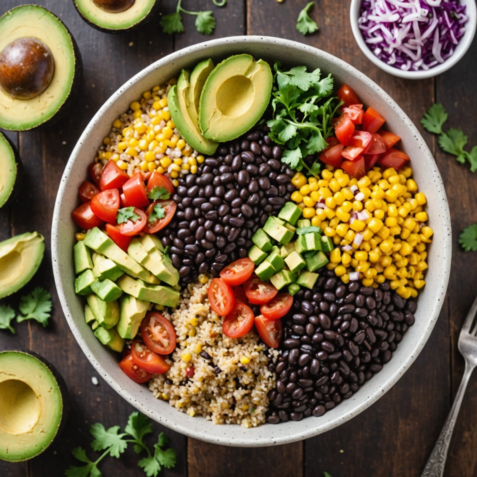 Gluten-Free Quinoa and Black Bean Burrito Bowls with Cilantro Lime Dressing