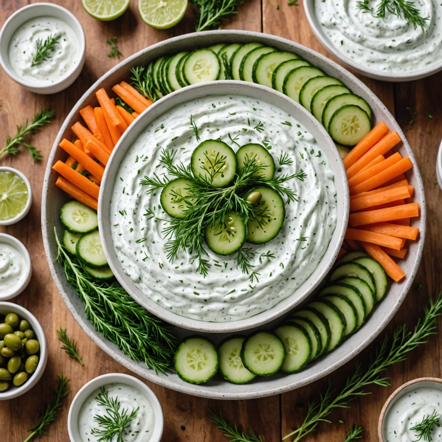 Gluten-Free Cucumber and Dill Yogurt Dip with Crudités