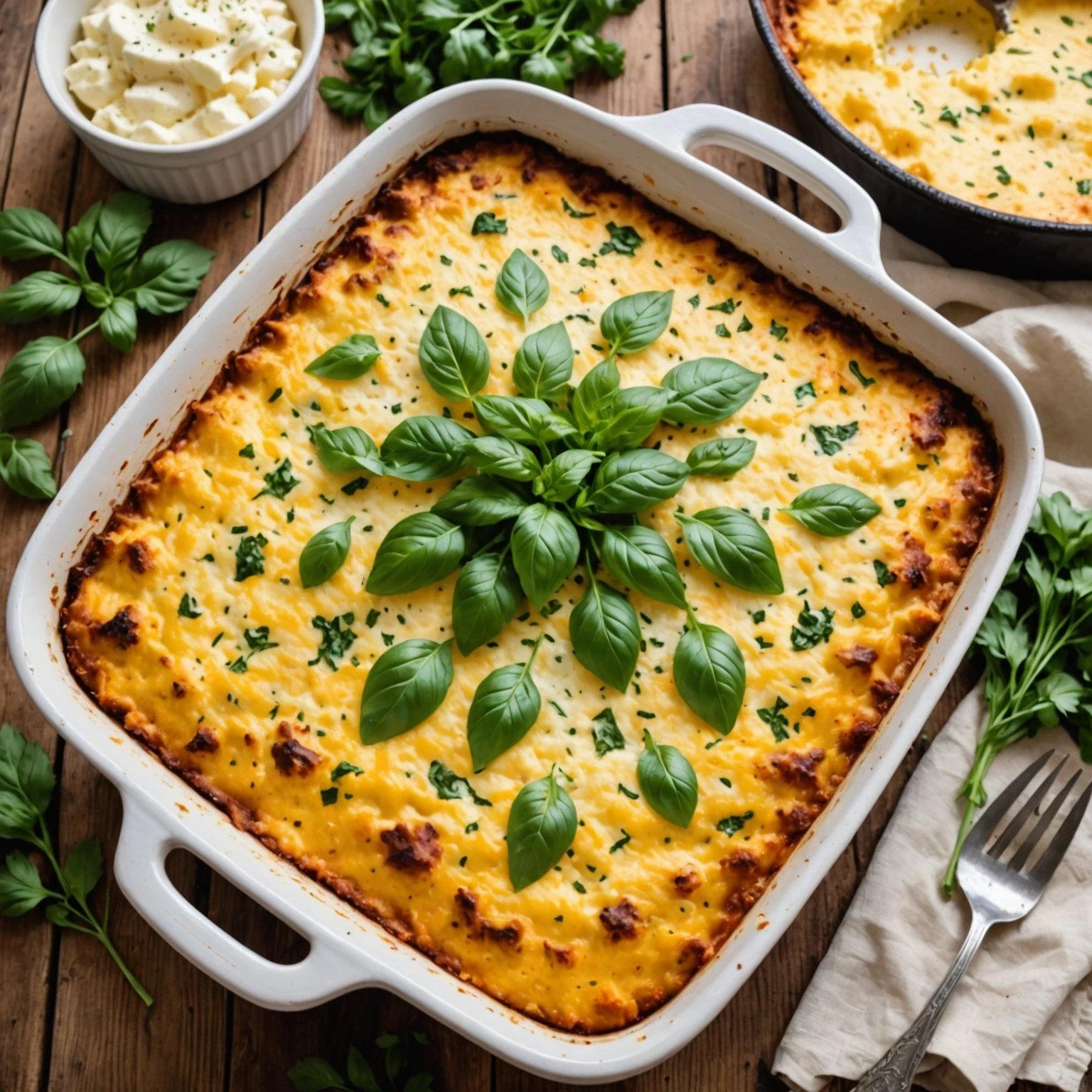 Gluten-Free Cheesy Herb Polenta Casserole