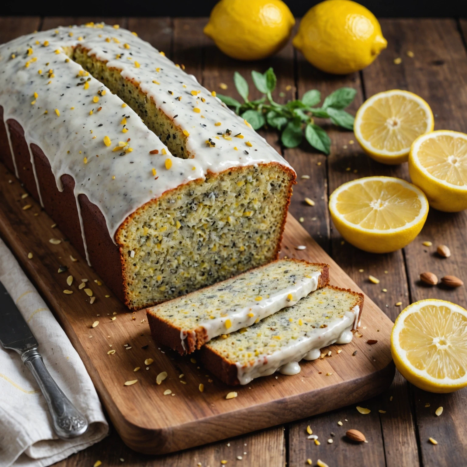 Gluten-Free Paleo Lemon Poppy Seed Loaf with Almond Glaze