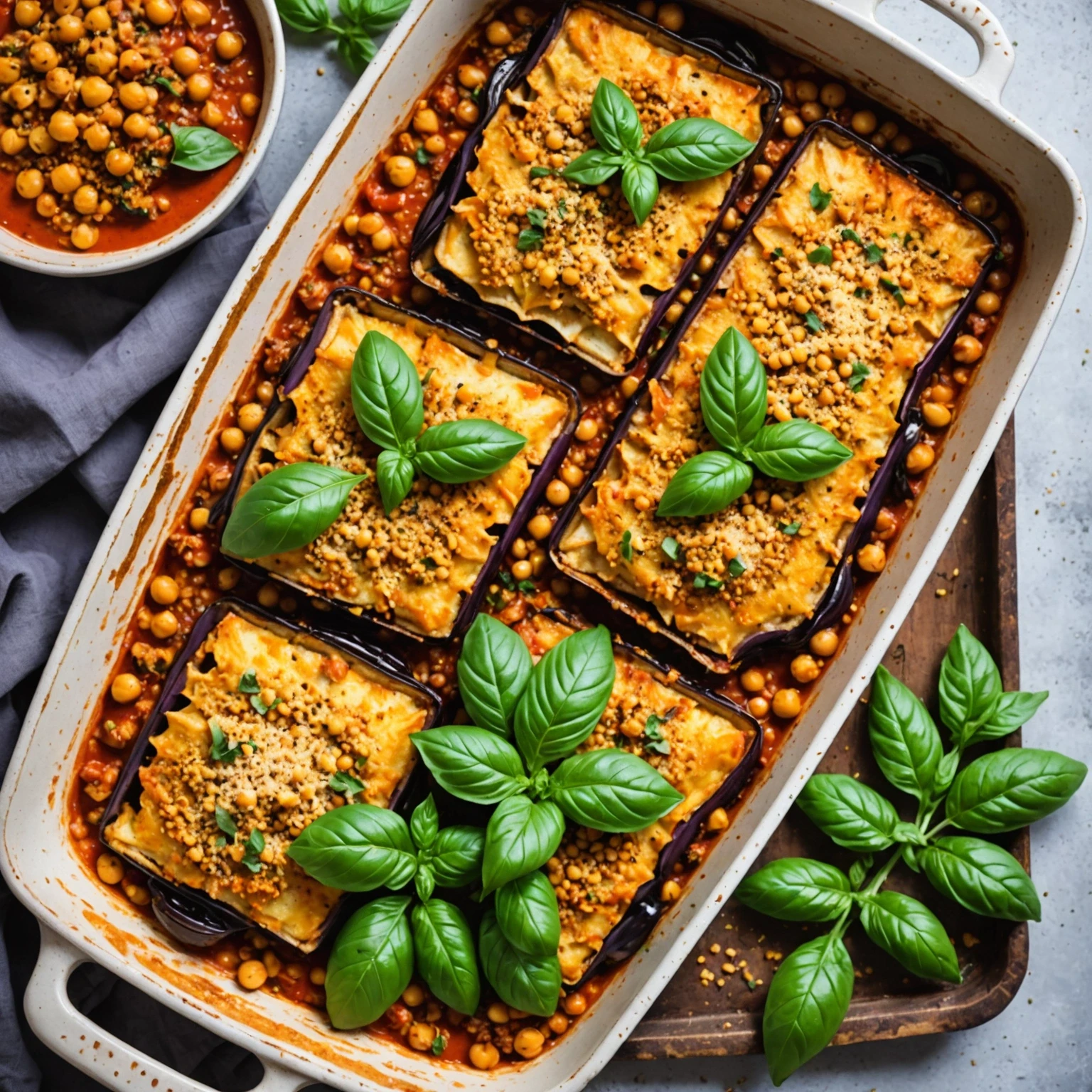 Gluten-Free Mediterranean Baked Eggplant and Chickpea Gratin