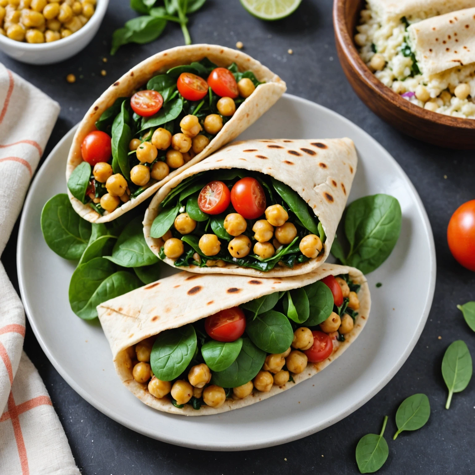 Gluten-Free Savory Chickpea and Spinach Pita Pockets with Tahini Dressing
