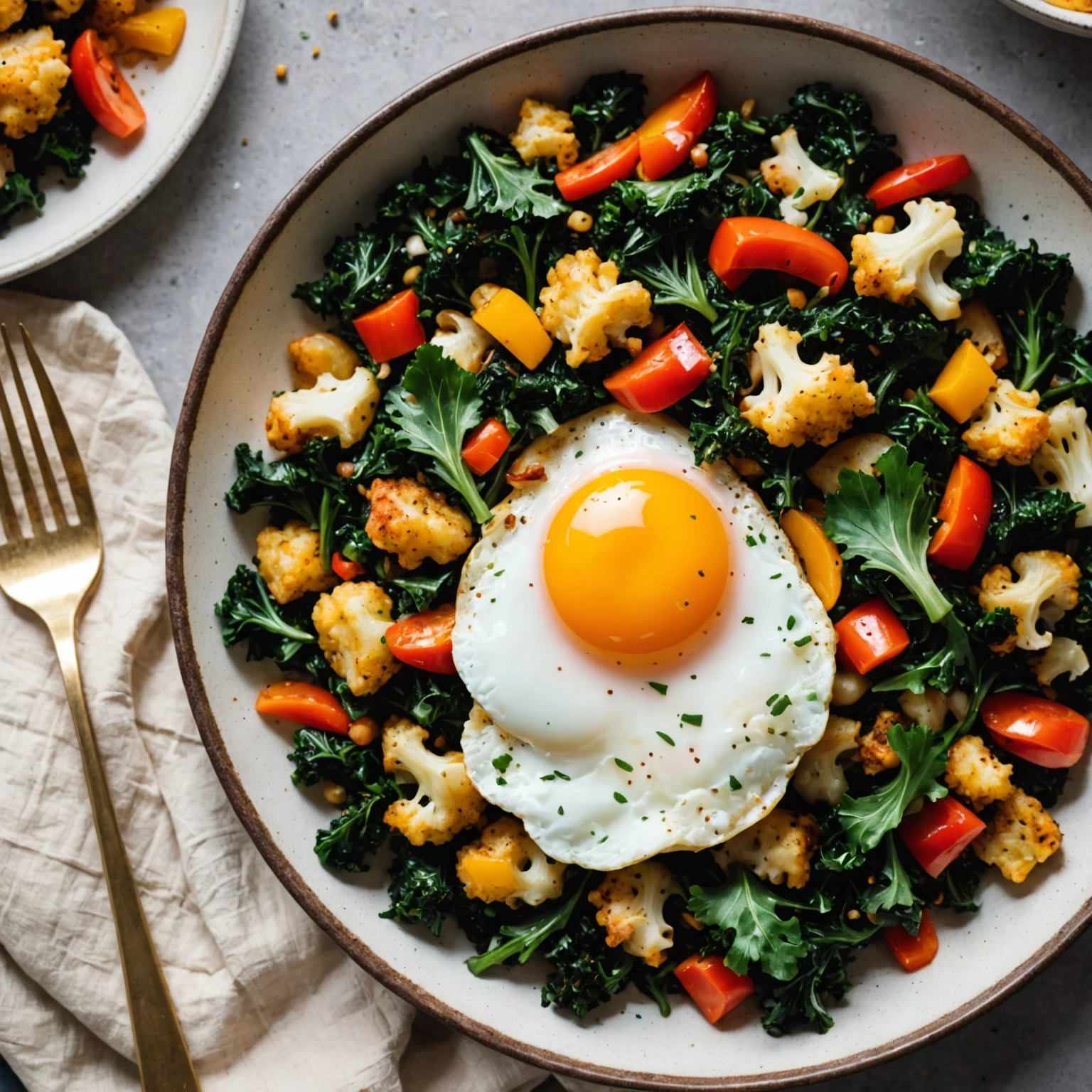 Gluten-Free Whole30 Cauliflower and Kale Breakfast Hash