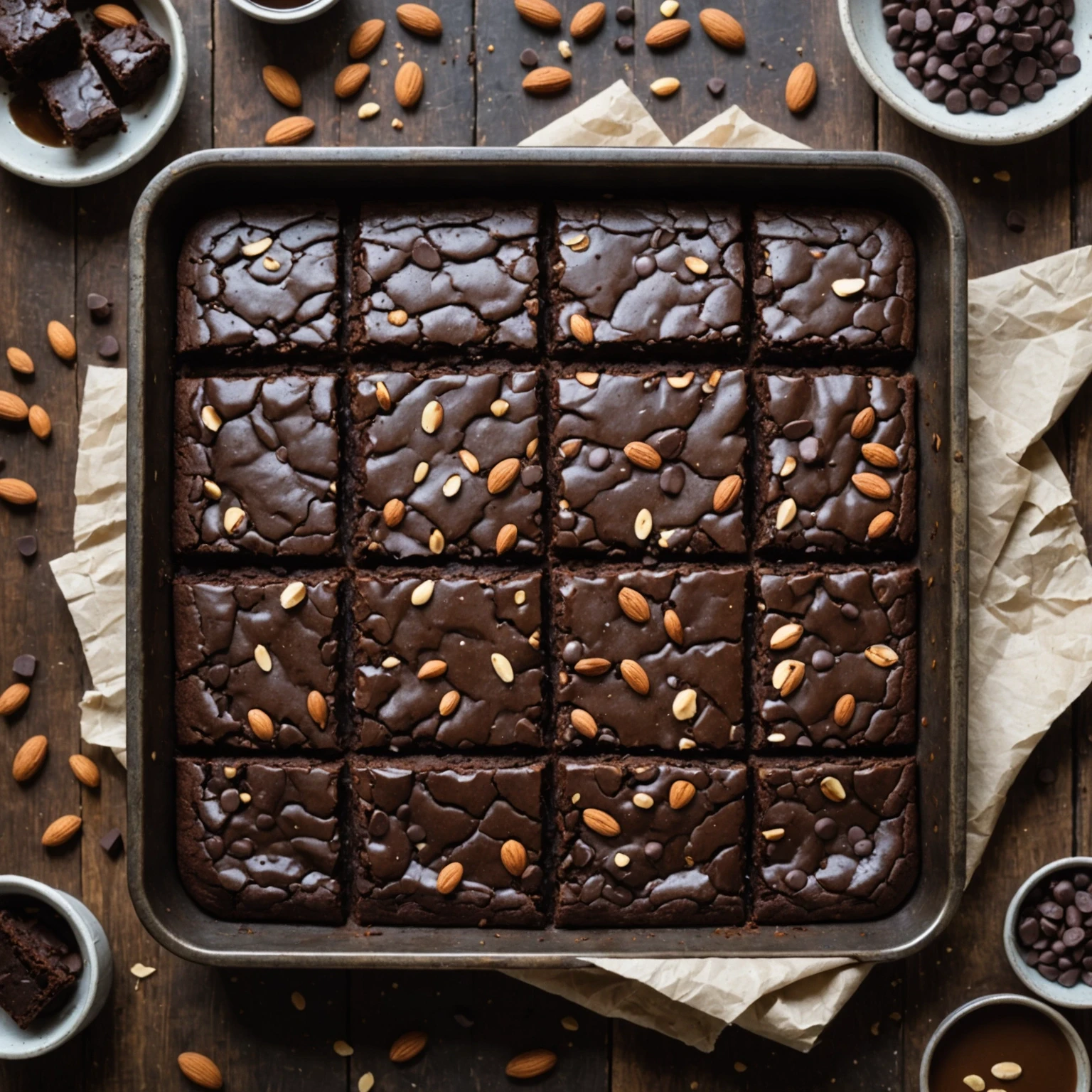 Gluten-Free Chewy Almond Flour Brownies with Dark Chocolate Chips