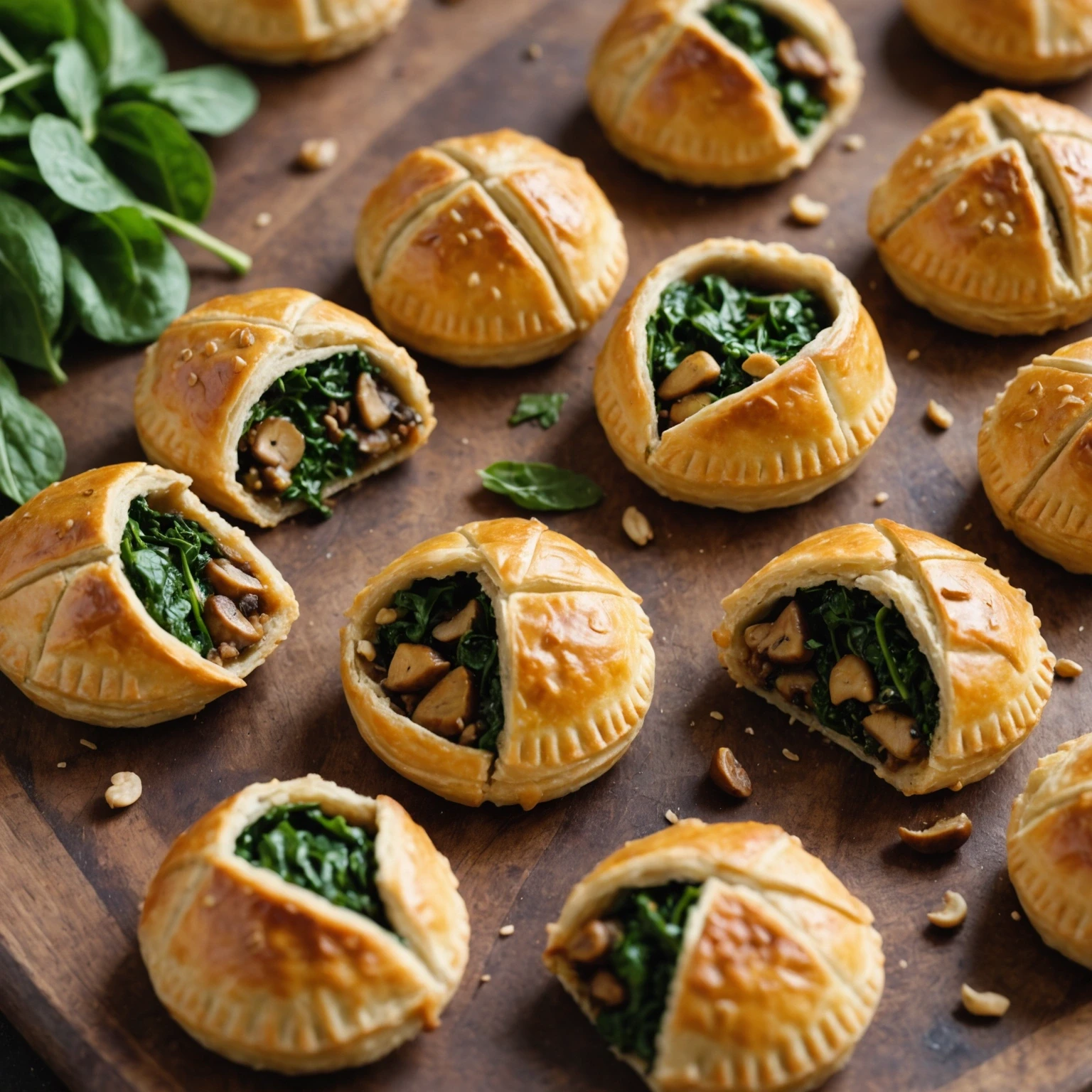 Gluten-Free Vegan Spinach, Mushroom, and Walnut Wellington Bites