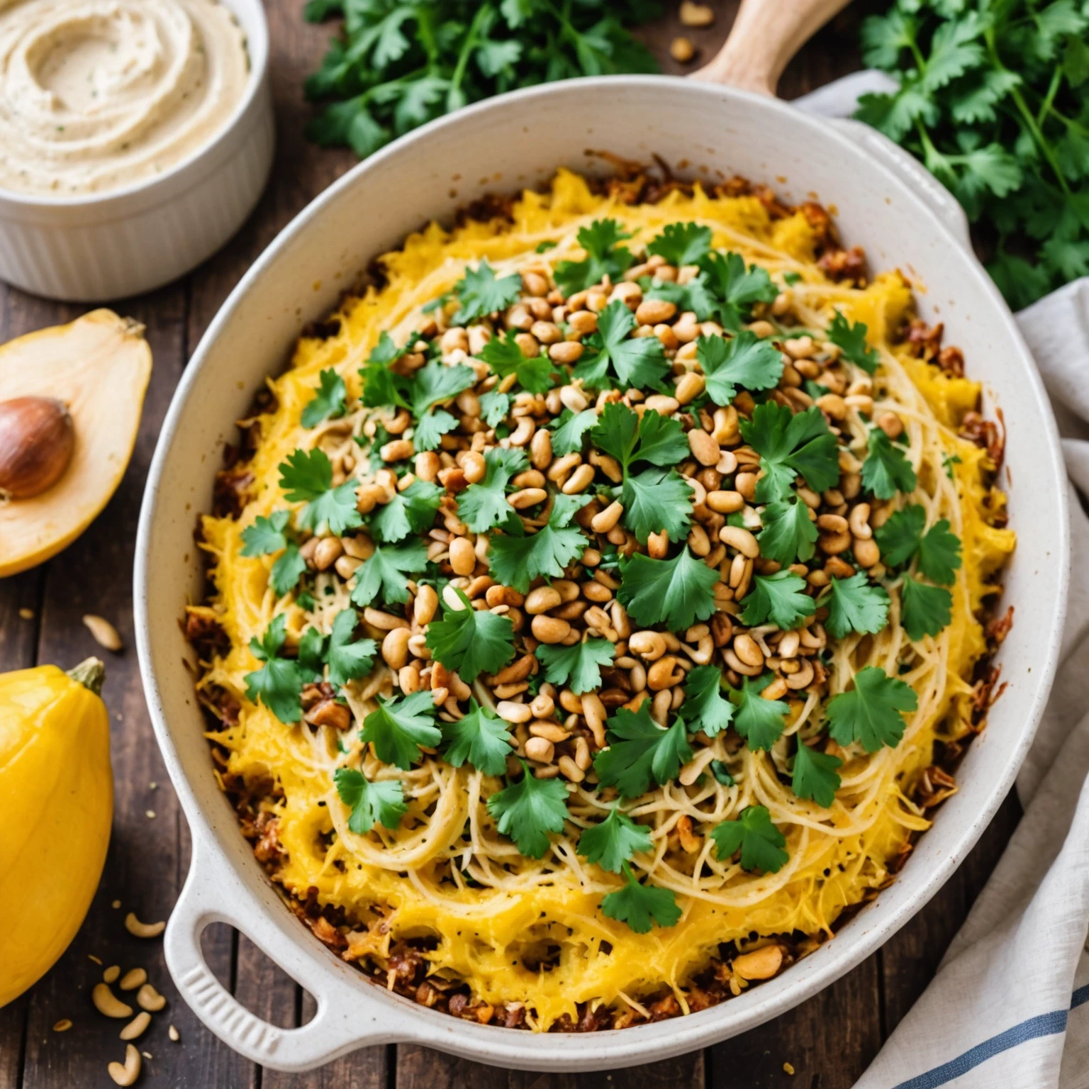 Gluten-Free Whole30 Roasted Spaghetti Squash Casserole with Cashew Cream