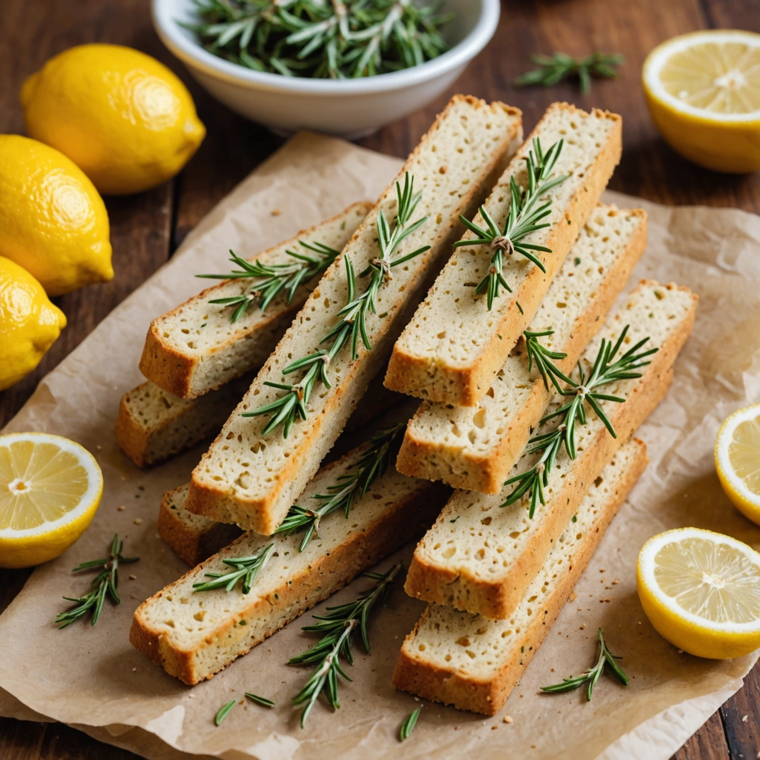 Gluten-Free Low-Carb Almond Flour Biscotti with Lemon and Rosemary
