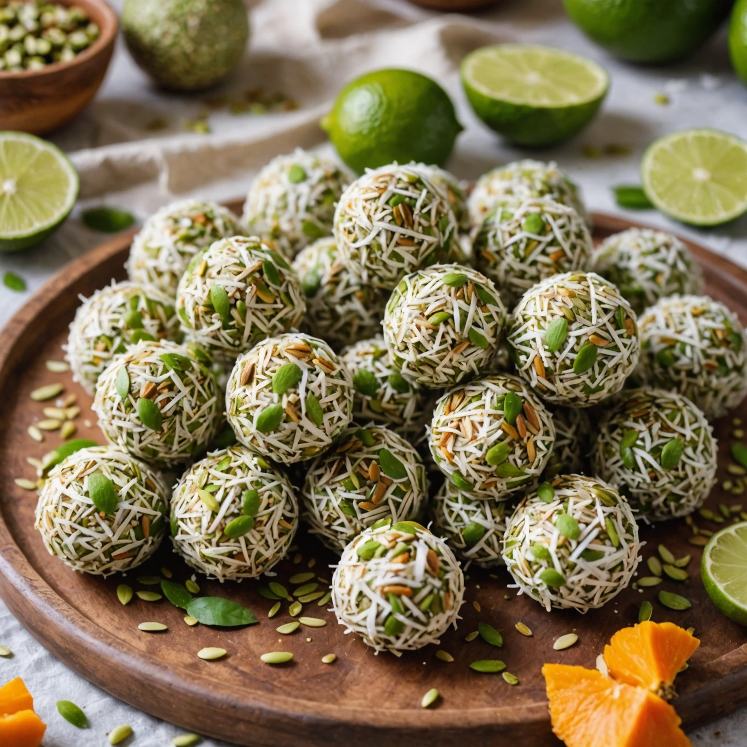 Gluten-Free Coconut Lime Energy Balls with Pumpkin Seeds