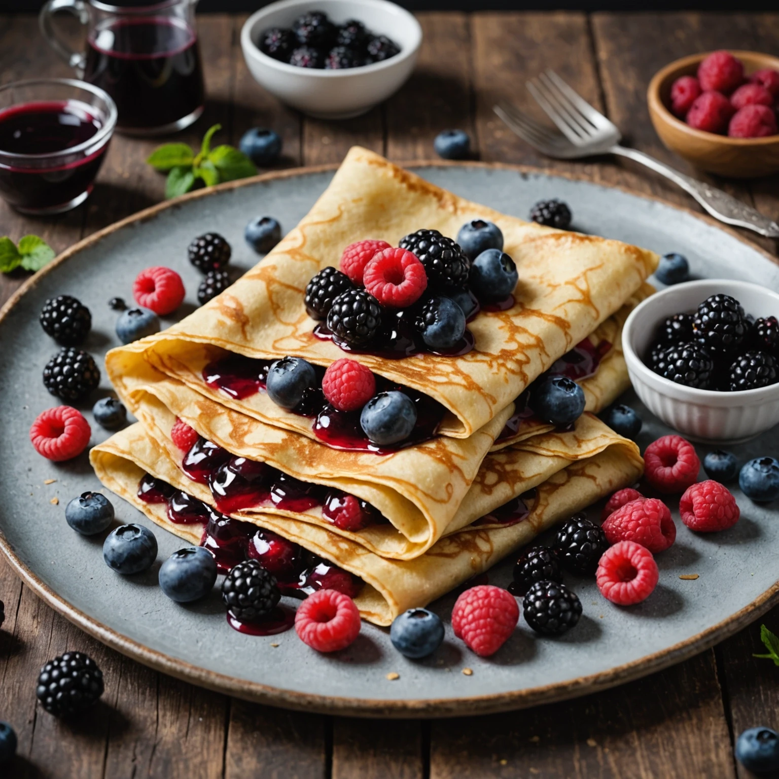 Gluten-Free Paleo Breakfast Crêpes with Berry Compote