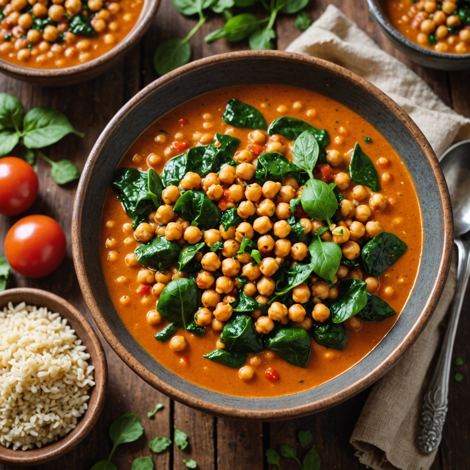 Gluten-Free High-Protein Spicy Chickpea and Spinach Soup