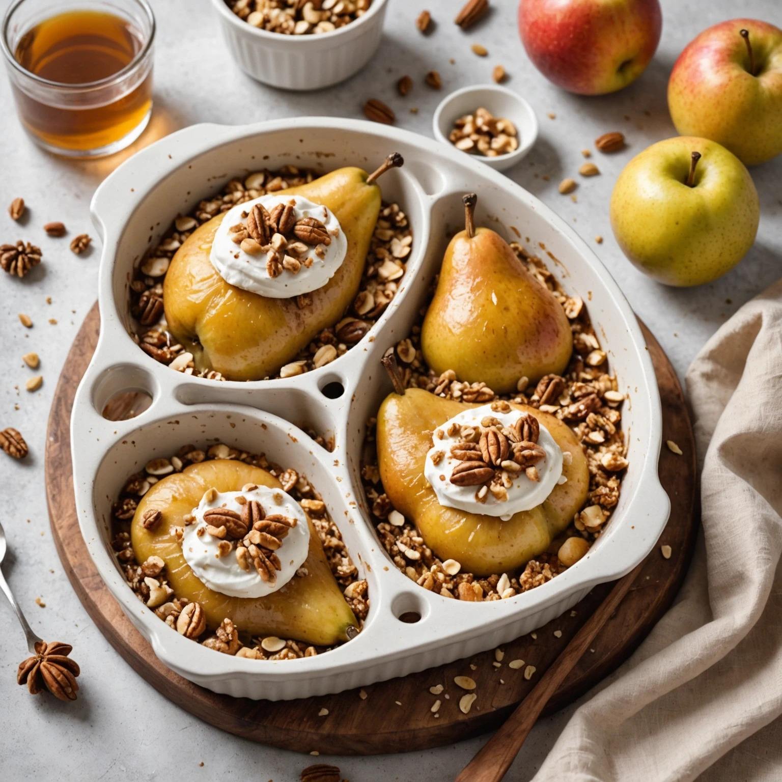 Gluten-Free Paleo Cinnamon Spiced Baked Pears with Walnut Crumble