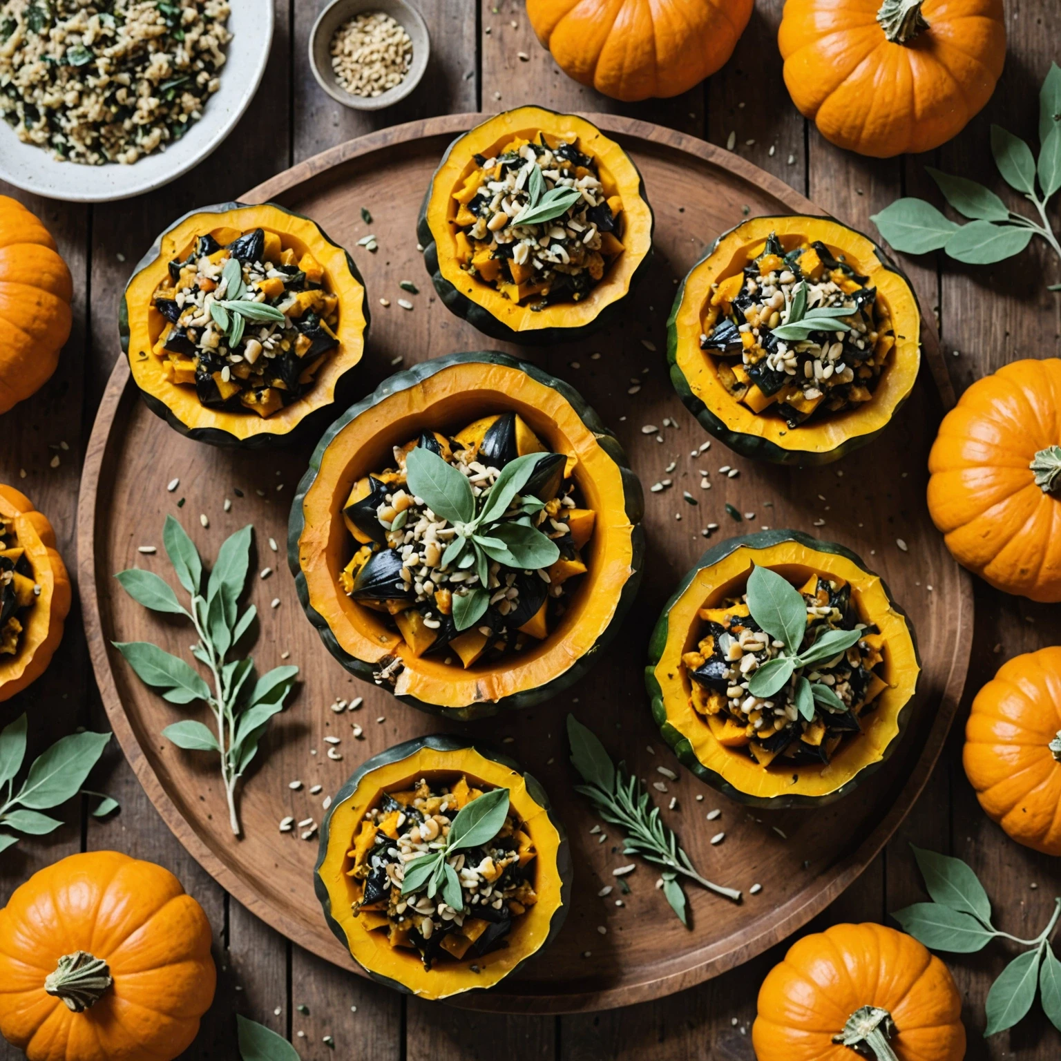 Gluten-Free Pumpkin and Sage Stuffed Acorn Squash with Cranberry Glaze