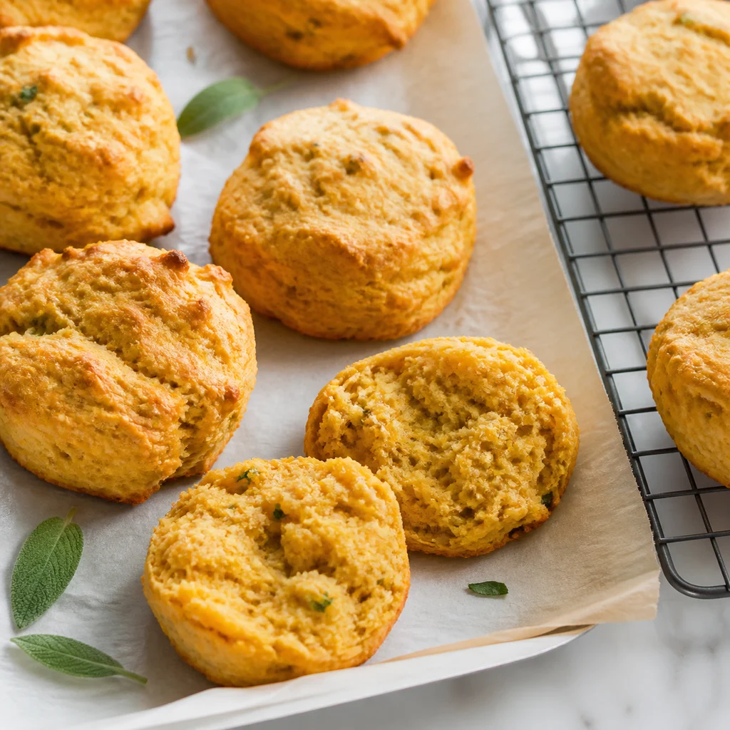 FreeFlourish gluten-free sweet potato sage biscuits on parchment