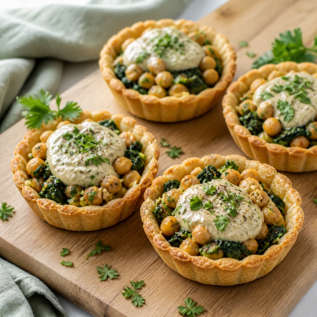 FreeFlourish chickpea spinach tarts with cashew cream