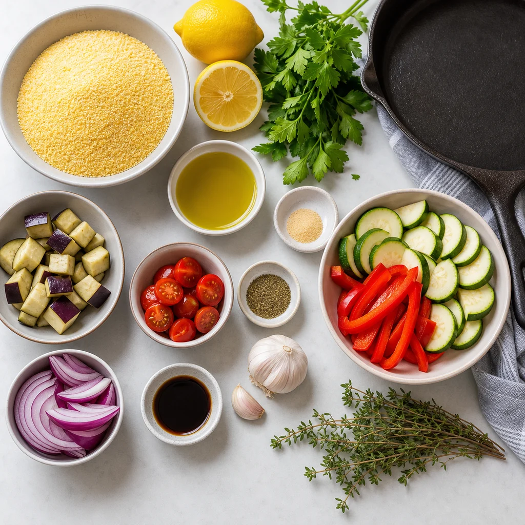 FreeFlourish gluten-free lemon herb polenta cake ingredients