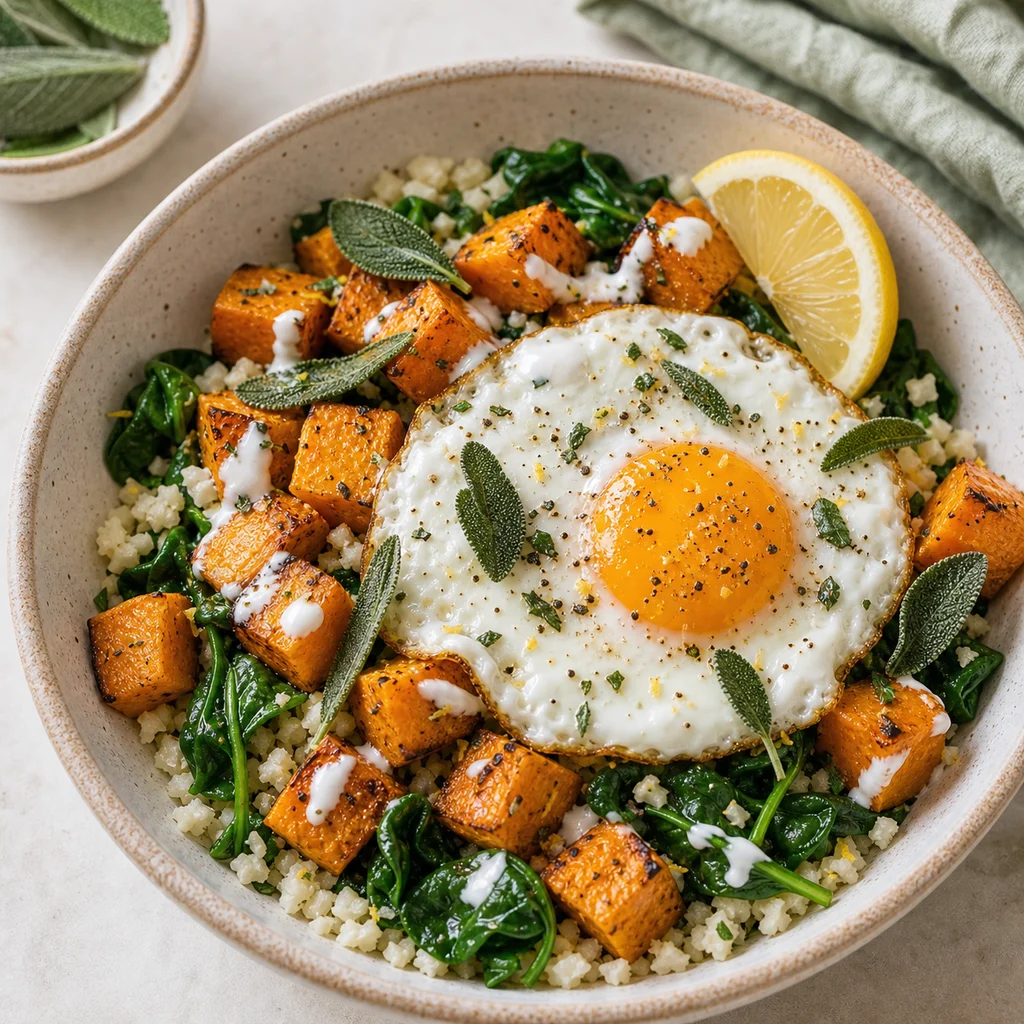 FreeFlourish paleo pumpkin sage breakfast bowl finished dish
