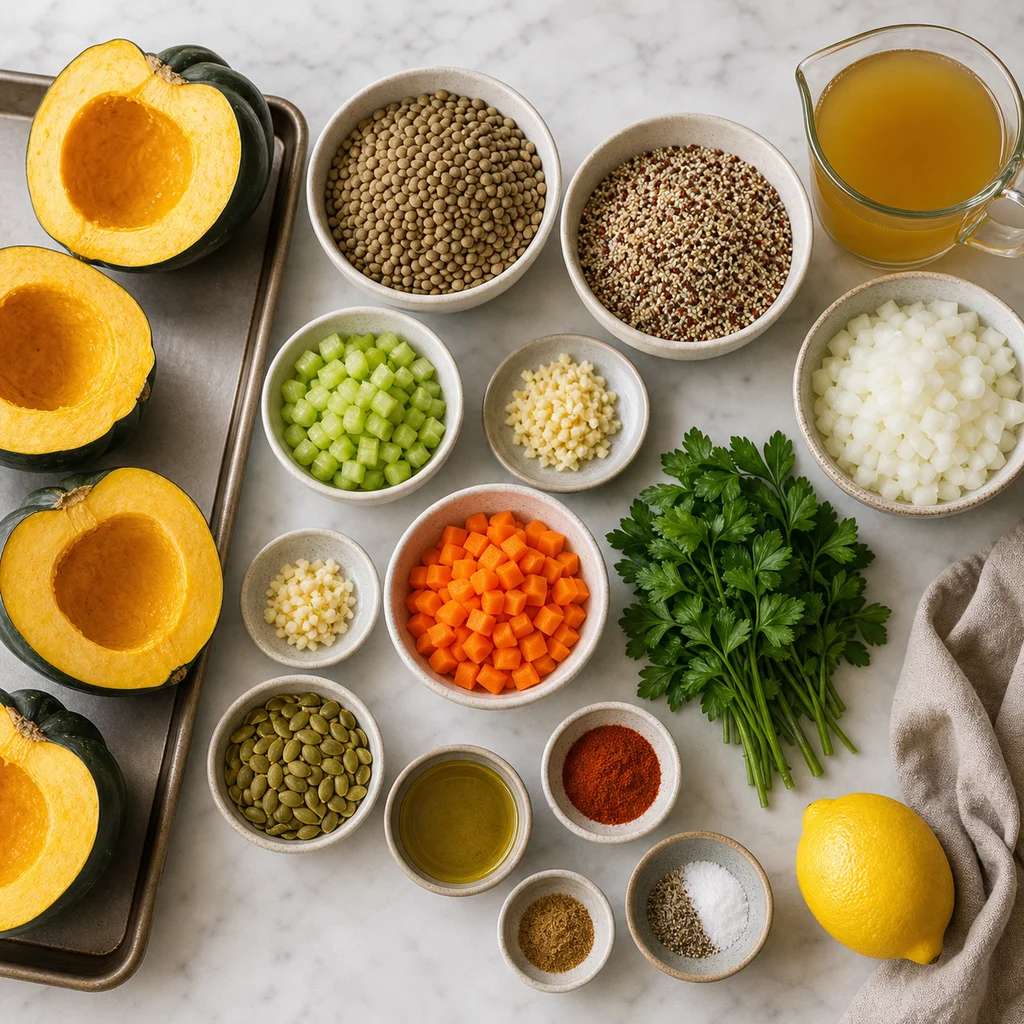 FreeFlourish gluten-free lentil quinoa stuffed acorn squash ingredients