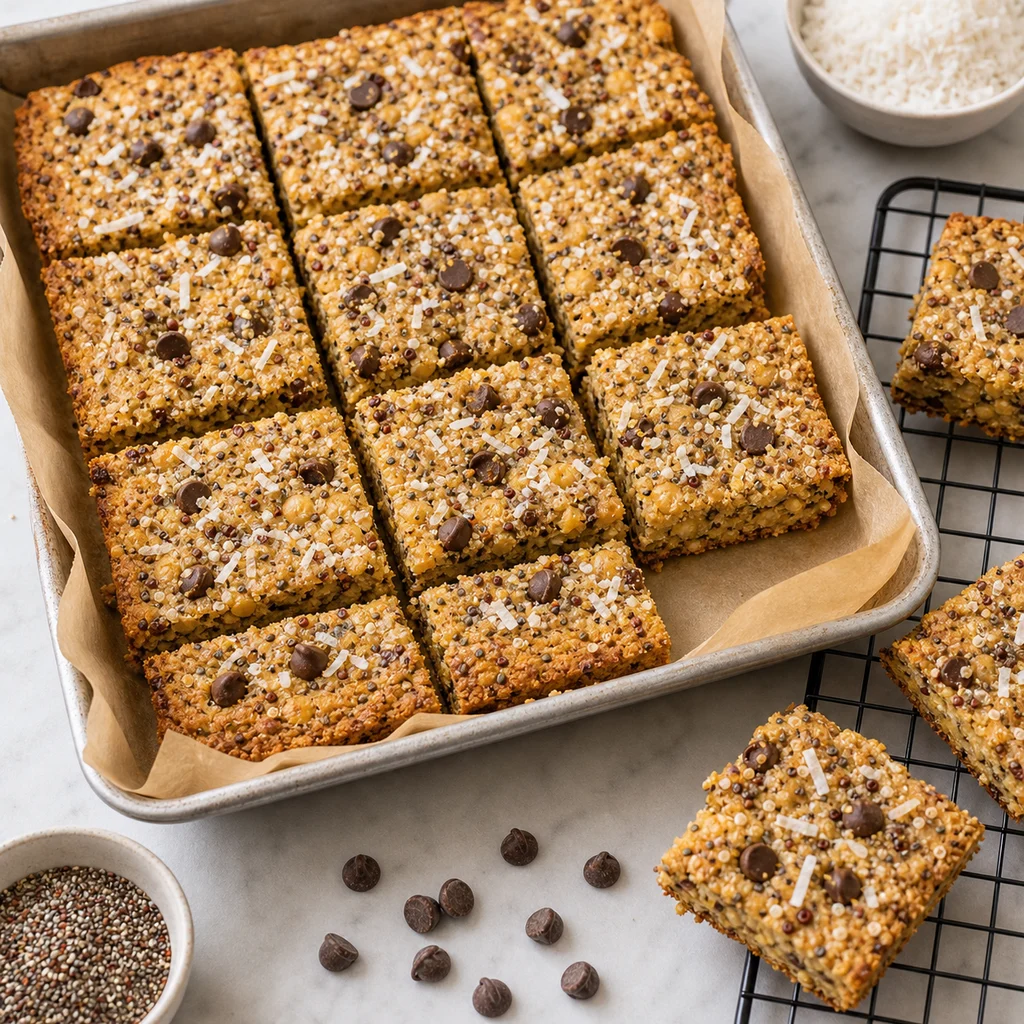 FreeFlourish chickpea quinoa breakfast bars finished dish