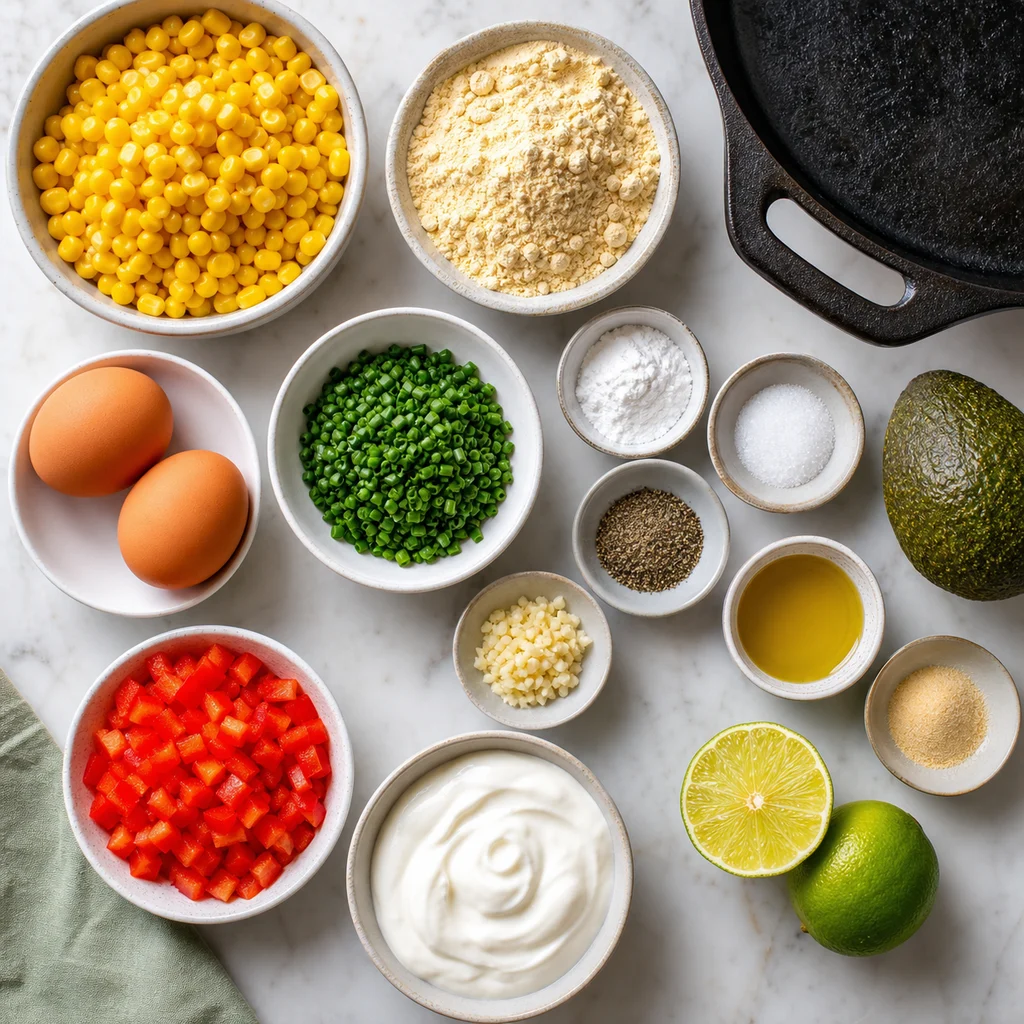 FreeFlourish gluten-free sweet corn and chive fritters with avocado crema ingredients