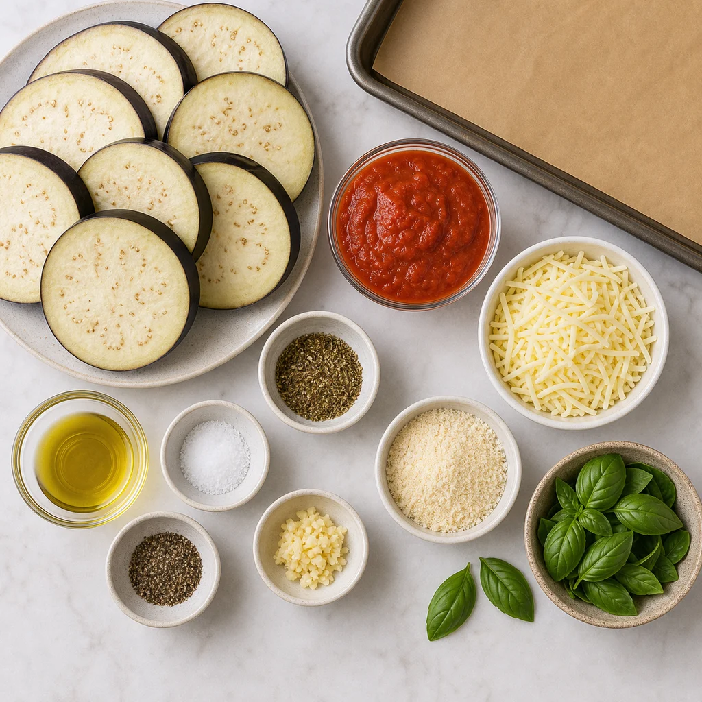 FreeFlourish gluten-free baked eggplant parmesan stacks ingredients