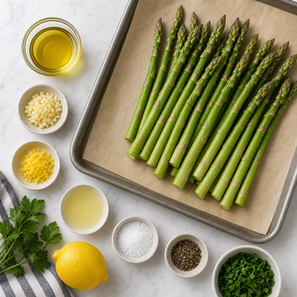 FreeFlourish gluten-free lemon garlic roasted asparagus ingredients