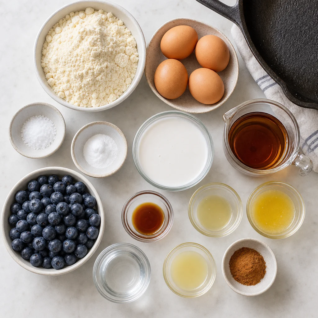FreeFlourish gluten-free paleo coconut flour pancakes with blueberry compote ingredients