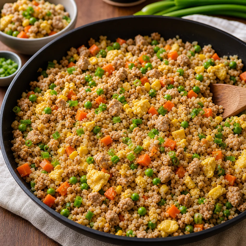 FreeFlourish low-carb turkey and cauliflower fried rice finished dish