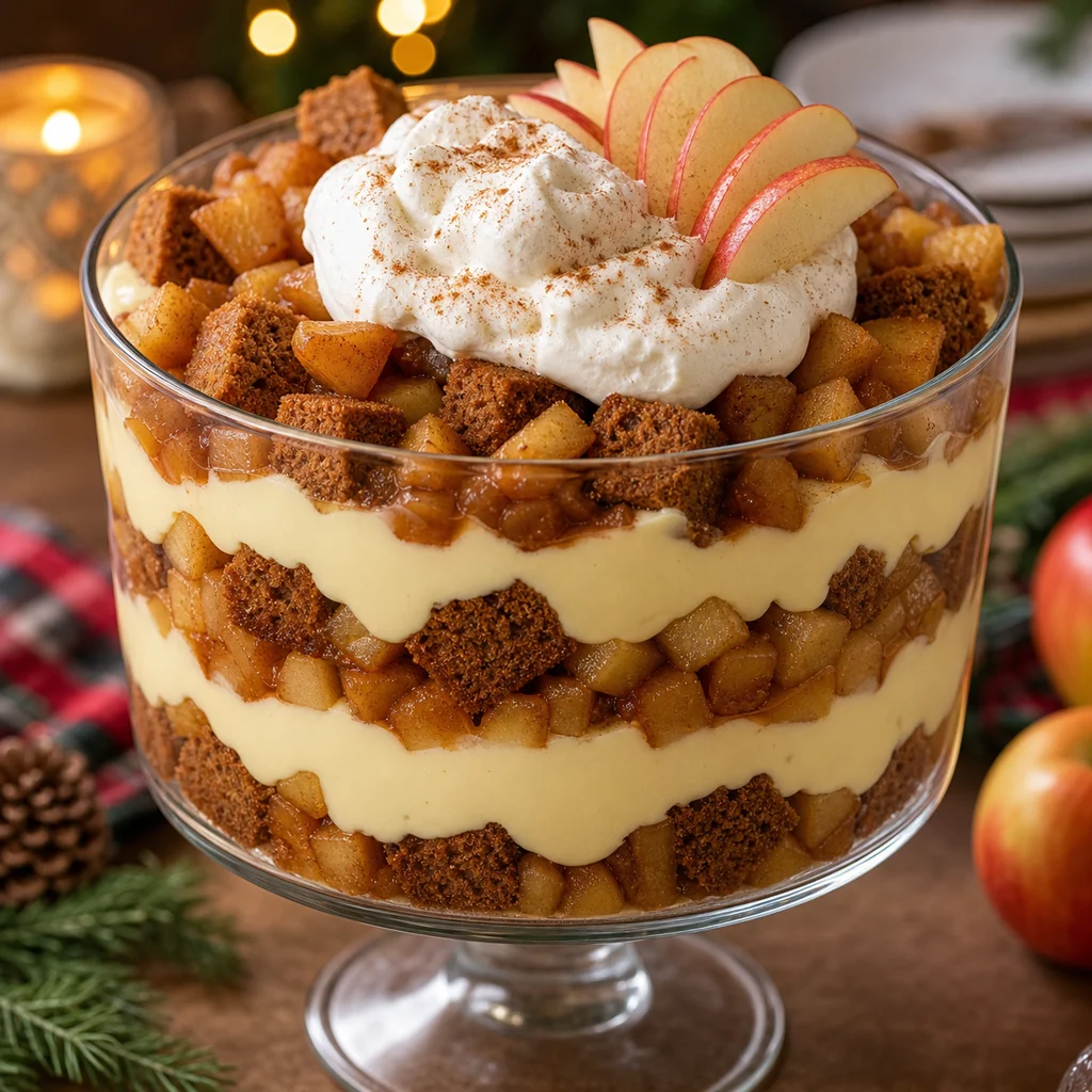 FreeFlourish apple gingerbread trifle finished dish