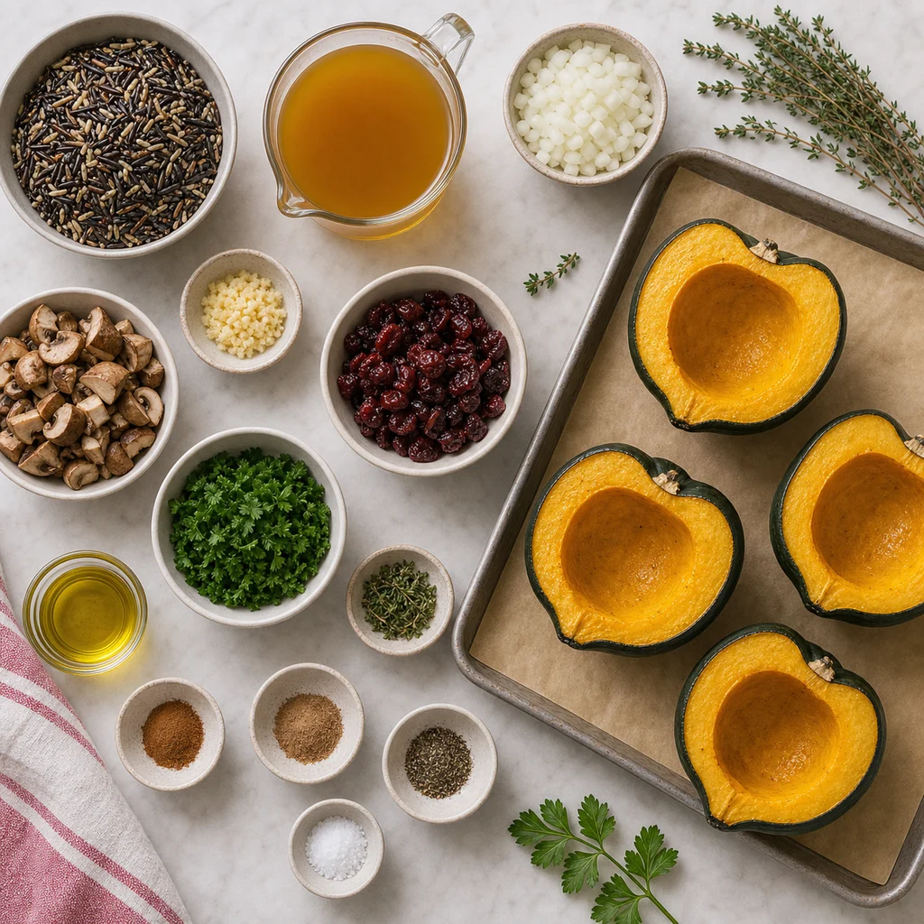 FreeFlourish gluten-free stuffed acorn squash with wild rice and cranberries ingredients