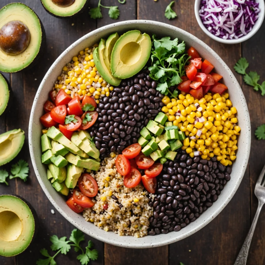 FreeFlourish Gluten-Free Quinoa and Black Bean Burrito Bowls with Cilantro Lime Dressing ingredients