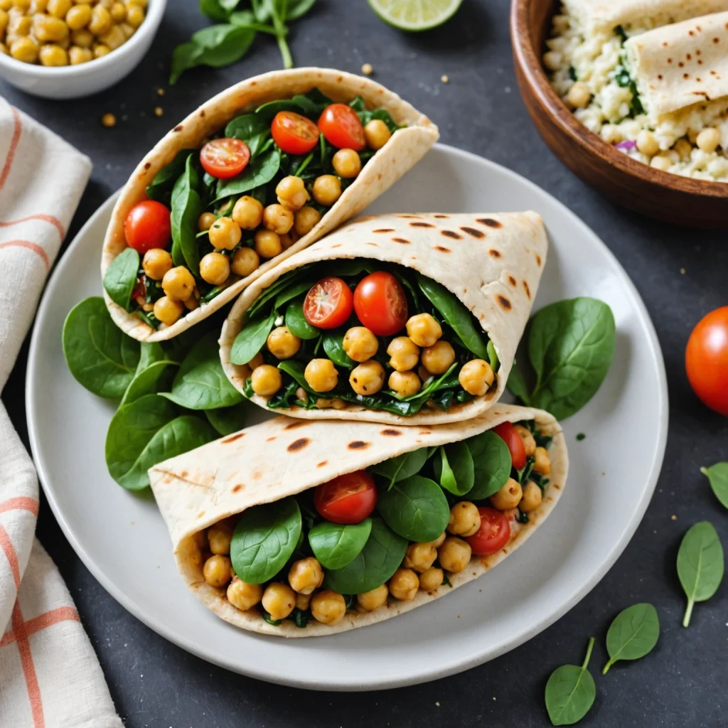 FreeFlourish Gluten-Free Savory Chickpea and Spinach Pita Pockets with Tahini Dressing finished dish