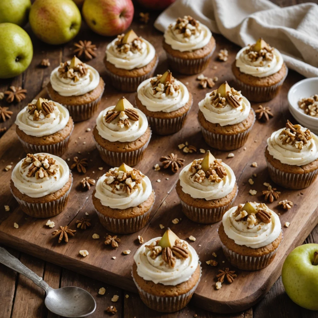 FreeFlourish Gluten-Free Holiday Spiced Pear and Walnut Cupcakes finished dish