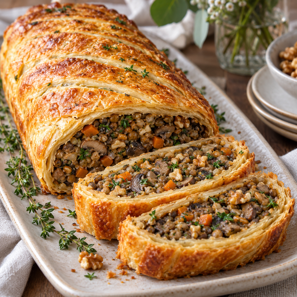 Gluten-Free Lentil and Mushroom Wellington